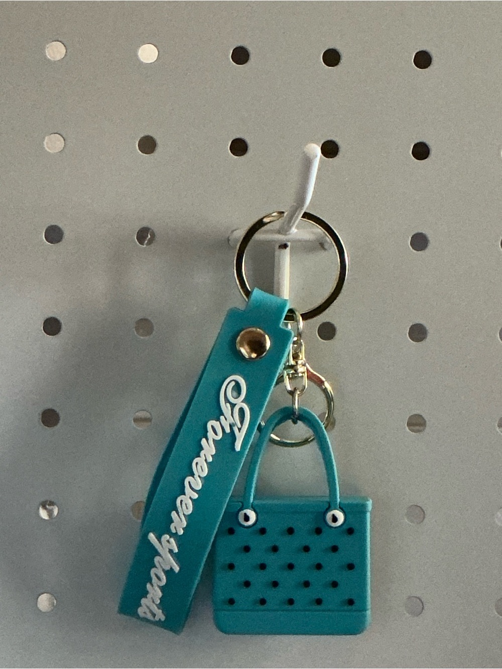 Mini Teal Silicone Purse Keychain with Script Tag